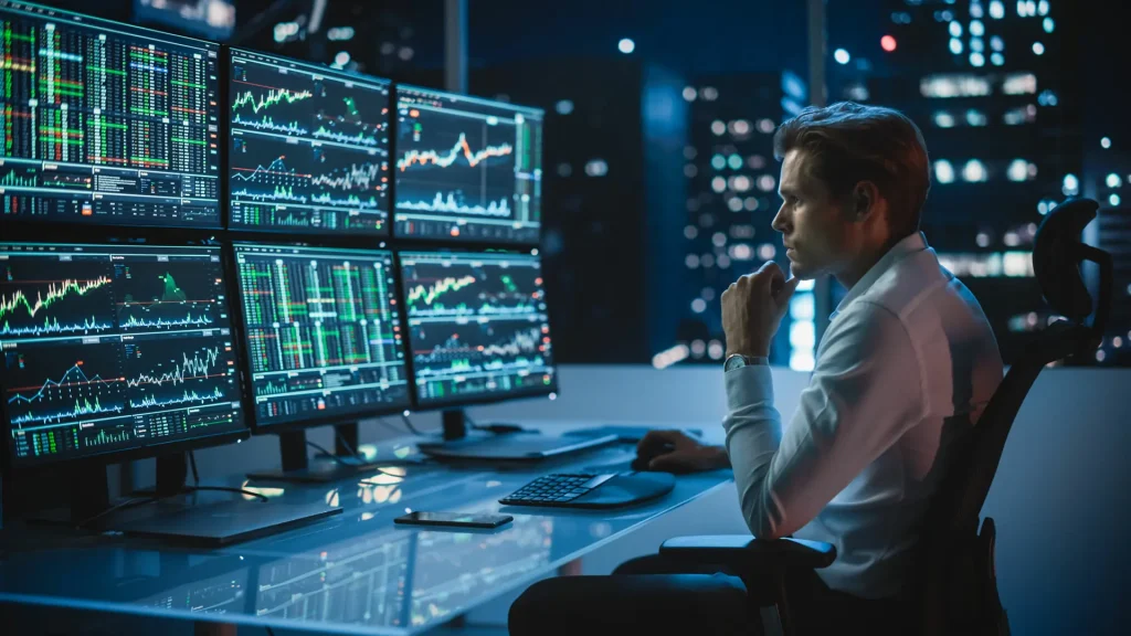 security professional looking at screen