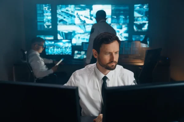 cyber security professional working on his computer