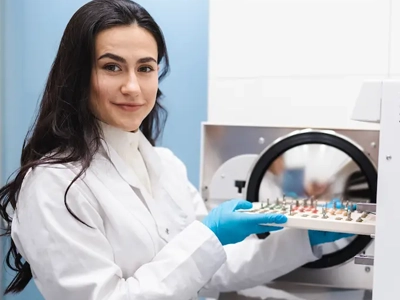 dental assistant looking at camera